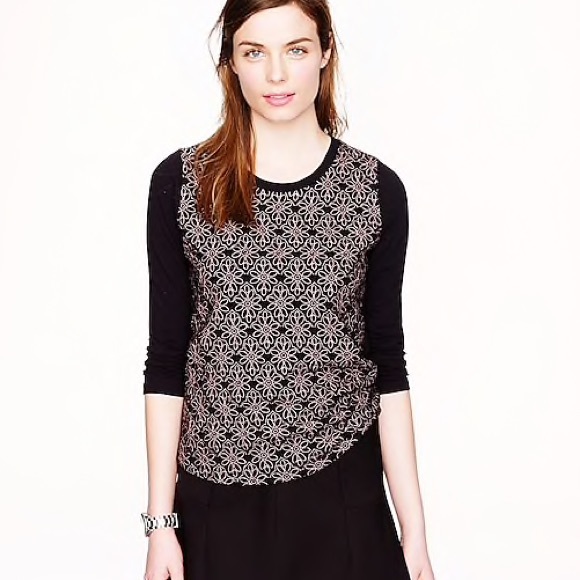 J. Crew Tops - J. Crew Black Embroidered Top